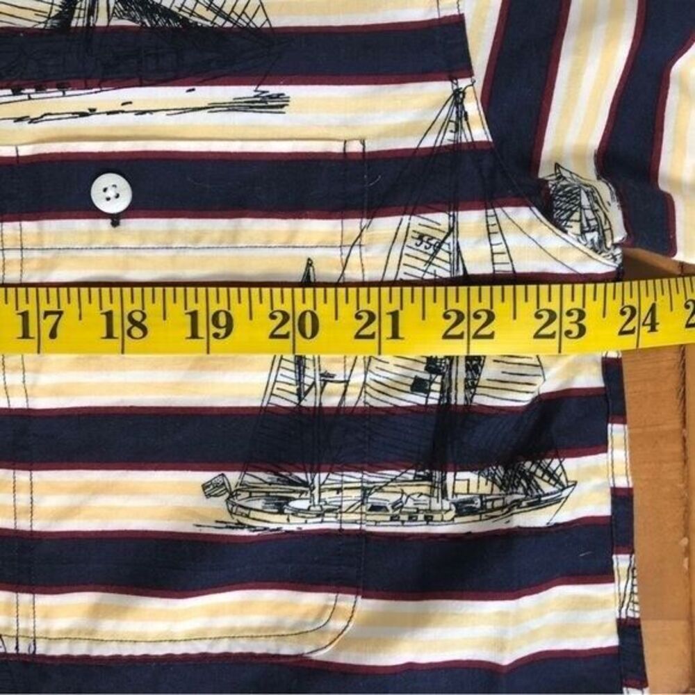 Salty Dog Gant Men's Medium Navy Yellow‎ Striped Nautical Sailing Short Sleeve - Picture 14 of 16